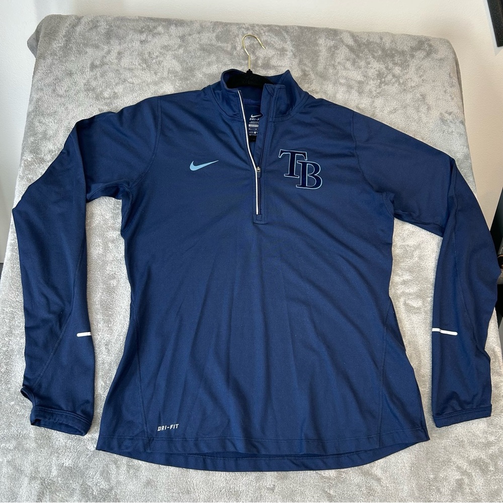 Nike Dri-FIT Tampa Bay Rays TB 1/4 Zip Pullover Navy MLB Jacket Women’s Medium